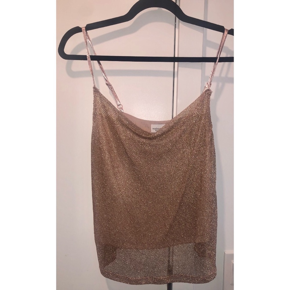 Never Worn-Rose Gold Mesh Top